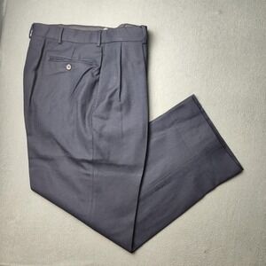 Polo Ralph Lauren Pants Mens 36x29 Navy Pleated Dress Trousers Cuffed Italy